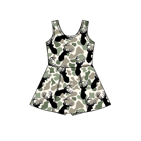 Preorder 12.22 MOQ 5 pcs GSD3234 Hunting Camo Elk Yoga Girl's Dress Onesie