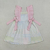 GSD3249 Garden Flower Plaid Pink Cute Girl's Dress