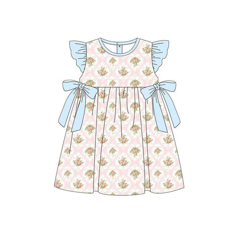 Preorder 12.25 MOQ 5 pcs Flower Pink Blue Girl's Dress