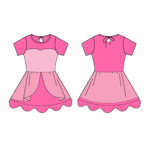 Preorder 12.26 MOQ 5 pcs Princess Pink Ruffles Yoga Girl's Dress Onesie