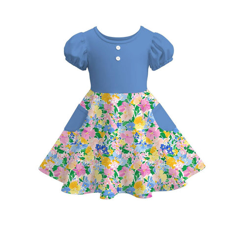 Preorder 12.26 MOQ 5 pcs Flower Blue Girl's Dress