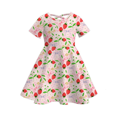 Preorder 12.26 MOQ 5 pcs Strawberry Bows Pink Girl's Dress