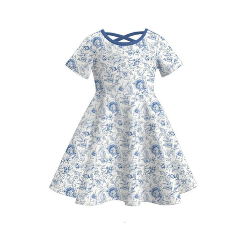 Preorder 12.26 MOQ 5 pcs Flower Blue Girl's Dress