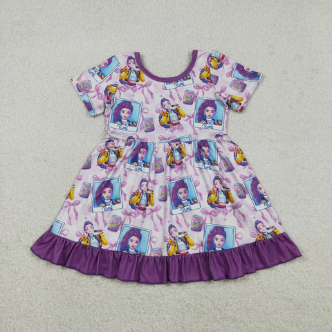 GSD3272 Cartoon Bows Purple Girl's Dress