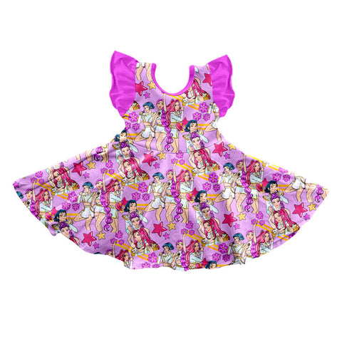 Preorder 12.26 MOQ 5 pcs Cartoon Bows Purple Girl's Dress