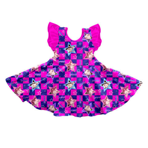 Preorder 12.28 MOQ 5 pcs Cartoon Star Pink Girl's Dress