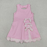 Preorder Restocking GSD3315 Princess Bows Ruffles Pink Yoga Girl's Dress Onesie