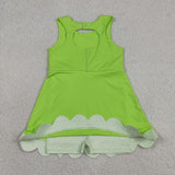 GSD3316 Princess Bows Ruffles Green Yoga Girl's Dress Onesie