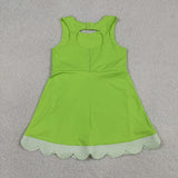 GSD3316 Princess Bows Ruffles Green Yoga Girl's Dress Onesie