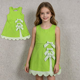 GSD3316 Princess Bows Ruffles Green Yoga Girl's Dress Onesie