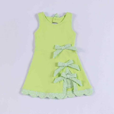 Preorder 01.01 MOQ 5 pcs GSD3316 Princess Bows Ruffles Green Yoga Girl's Dress Onesie