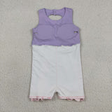 GSD3317 Princess Bows Ruffles Purple Yoga Girl's Dress Onesie