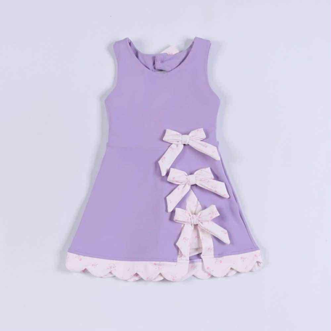 Preorder 01.01 MOQ 5 pcs GSD3317 Princess Bows Ruffles Purple Yoga Girl's Dress Onesie