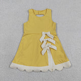 GSD3318 Princess Bows Ruffles Yellow Yoga Girl's Dress Onesie