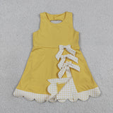 GSD3318 Princess Bows Ruffles Yellow Yoga Girl's Dress Onesie