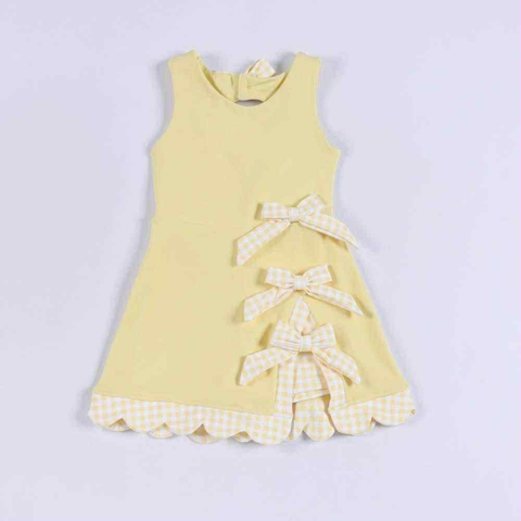Preorder 01.01 MOQ 5 pcs GSD3318 Princess Bows Ruffles Yellow Yoga Girl's Dress Onesie