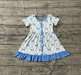 Preorder Samples GSD3416 Easter Rabbit Bows Blue Girls Dress