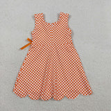GSD3428 Orange Plaid Scallop Edge Yoga Girl's Dress Onesie