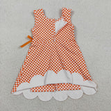 GSD3428 Orange Plaid Scallop Edge Yoga Girl's Dress Onesie