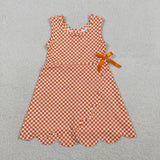 GSD3428 Orange Plaid Scallop Edge Yoga Girl's Dress Onesie