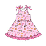 PREORDER MOQ 5 Pcs GSD3468 Western Boots Cowgirls Pink Girl's Dress 3-6M
