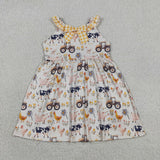 GSD3476 Farm Cow Chick Animals Plaid Girl's Dress