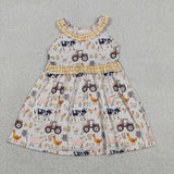 GSD3476 Farm Cow Chick Animals Plaid Girl's Dress