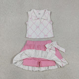GSD3479 Coquette Bows Pink Ruffles Yoga Girls Skorts Set