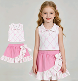 GSD3479 Coquette Bows Pink Ruffles Yoga Girls Skorts Set