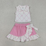 GSD3479 Coquette Bows Pink Ruffles Yoga Girls Skorts Set