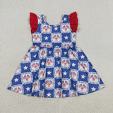 GSD3514 4th of July USA Flag Bows Girl's Dress