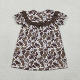 GSD3526 Embroidery Daddy's Girl Camo Brown Apple Girl's Dress