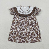 GSD3526 Embroidery Daddy's Girl Camo Brown Apple Girl's Dress