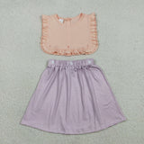 GSD3559 Purple Pink Stripe Bibs Buttons Girl's Dress