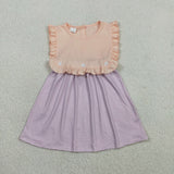 GSD3559 Purple Pink Stripe Bibs Buttons Girl's Dress
