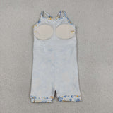 GSD3565 Flower Blue Yoga Girl's Dress Onesie