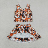 GSD3613 University Football Team Cheer Yoga Girls Skorts Set