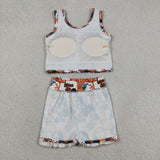 GSD3613 University Football Team Cheer Yoga Girls Skorts Set