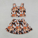 GSD3613 University Football Team Cheer Yoga Girls Skorts Set