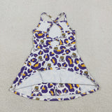 GSD3639 University Team Leopard Yoga Girl's Dress Onesie