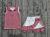 Preorder Samples GSD3662 Stripe Bows Ruffles Yoga Girls Skorts Set