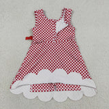 GSD3669 Red Plaid Scallop Edge Yoga Girl's Dress Onesie