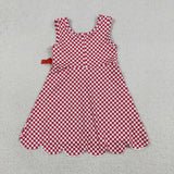 GSD3669 Red Plaid Scallop Edge Yoga Girl's Dress Onesie