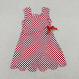 GSD3669 Red Plaid Scallop Edge Yoga Girl's Dress Onesie