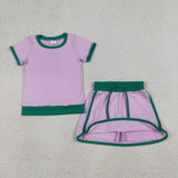 GSD3672 Solid Color Pink Tennis Girls Skorts Set