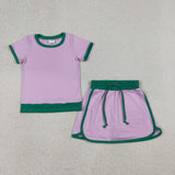 GSD3672 Solid Color Pink Tennis Girls Skorts Set