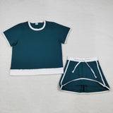 GSD3673 Solid Color Green Tennis Adult Women's Skorts Set
