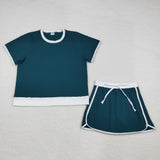 GSD3673 Solid Color Green Tennis Adult Women's Skorts Set