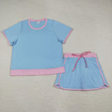 GSD3674 Solid Color Sky Blue Tennis Adult Women's Skorts Set
