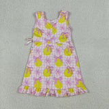 GSD3683 Lemon Bows Pink Scallop Edge Yoga Girl's Dress Onesie